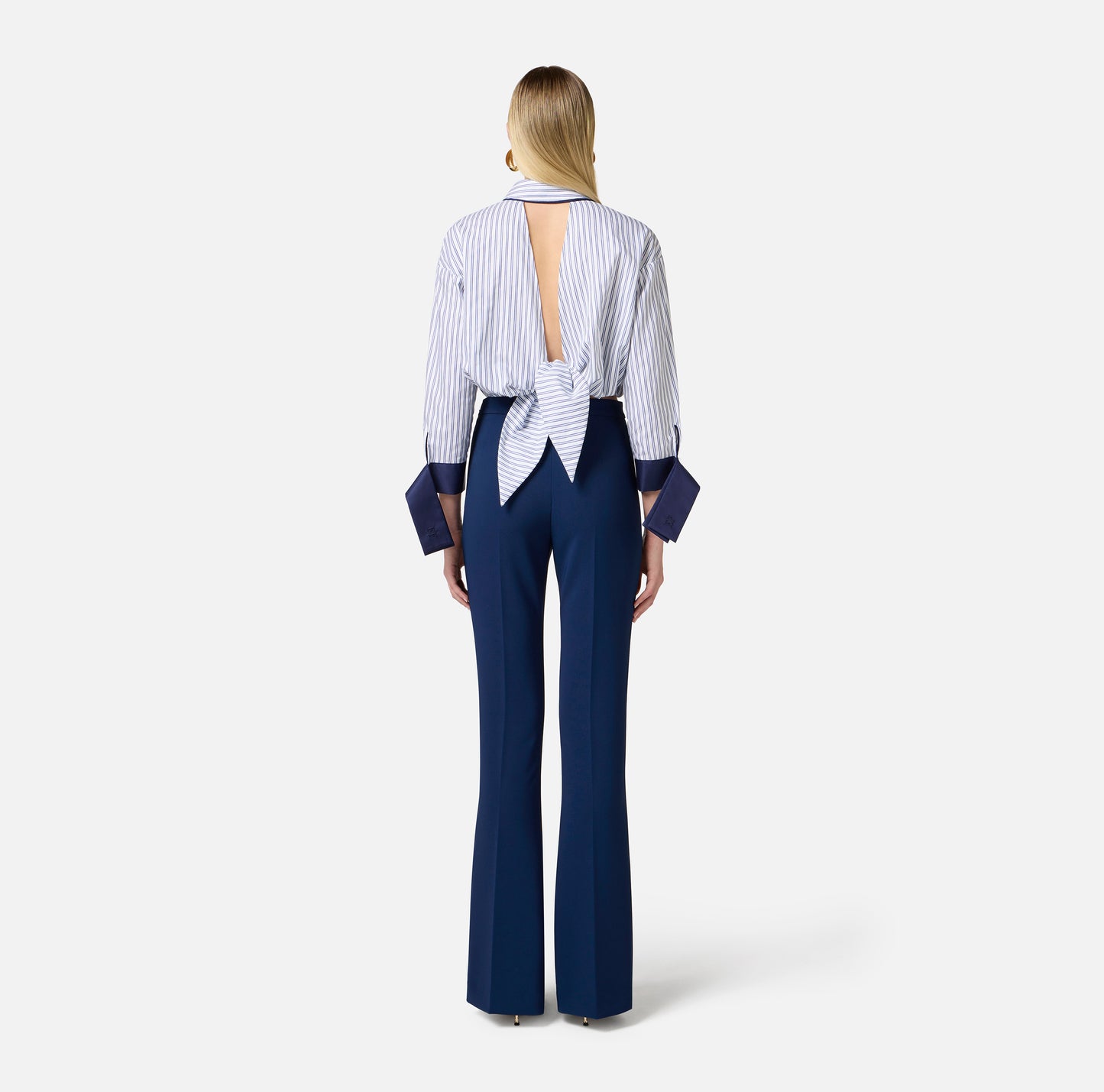 Camicia in popeline rigato con doppio colletto ELISABETTA FRANCHI CA09451E2