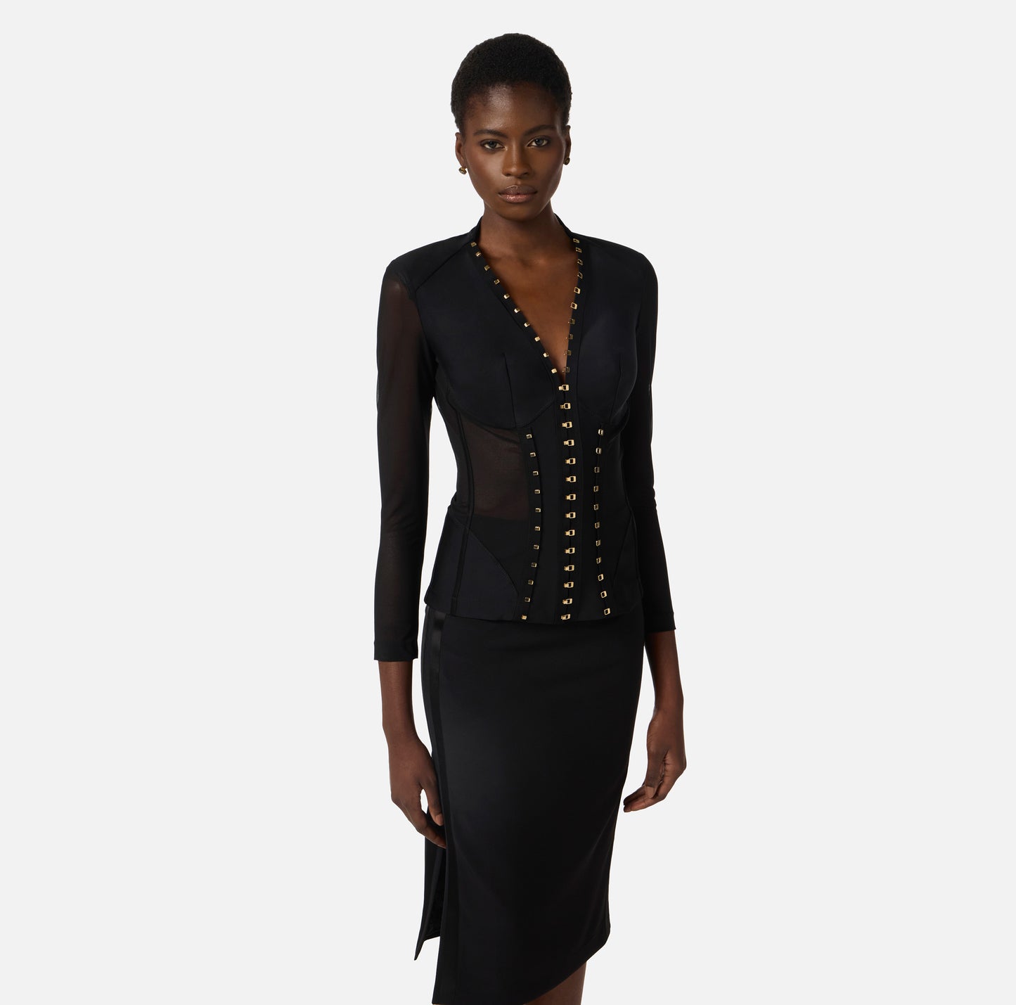 GIACCA BUSTIER IN TESSUTO BIELASTICO ELISABETTA FRANCHI GI16762E2 P/E 26