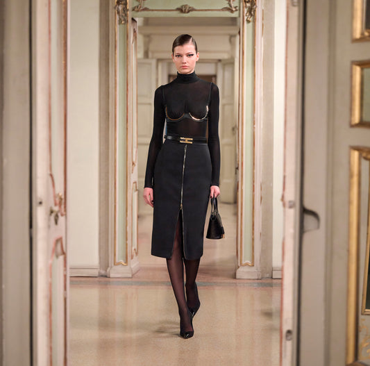 Gonna longuette in crêpe leggera  GO13456E2  ELISABETTA FRANCHI