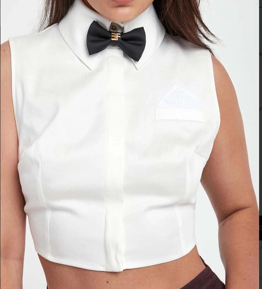 Camicia smanicata in raso di cotone CA10556E2  ELISABETTA FRANCHI