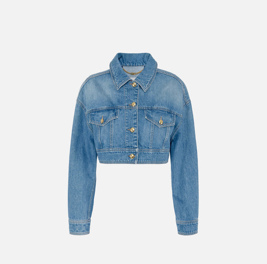 Giacca in denim con spalle scese e maniche oversize ELISABETTA FRANCHI BJ35N51E2