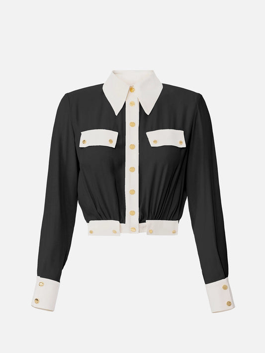 Camicia cropped in georgette  CAT0156E2  ELISABETTA FRANCHI