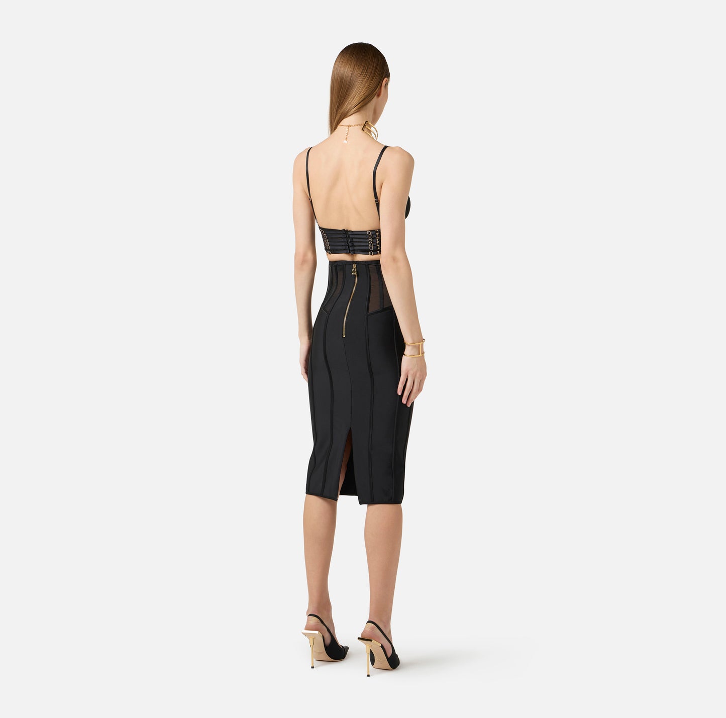 GONNA BUSTIER IN TESSUTO BIELASTICO E TULLE ELISABETTA FRANCHI GO17962E2 P/E 26