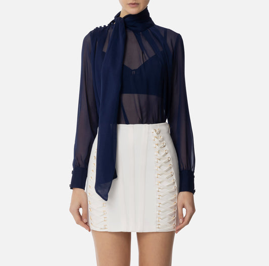 Camicia in voile di seta con maniche lunghe ELISABETTA FRANCHI CAT7951E2