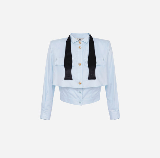 Camicia in popeline di cotone con vestibilità aderente ELISABETTA FRANCHI CA10251E2