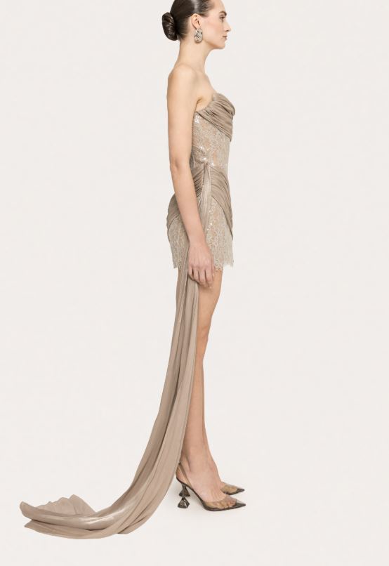 Mini abito in pizzo con dettagli di paillettes RRS16543 Nissa