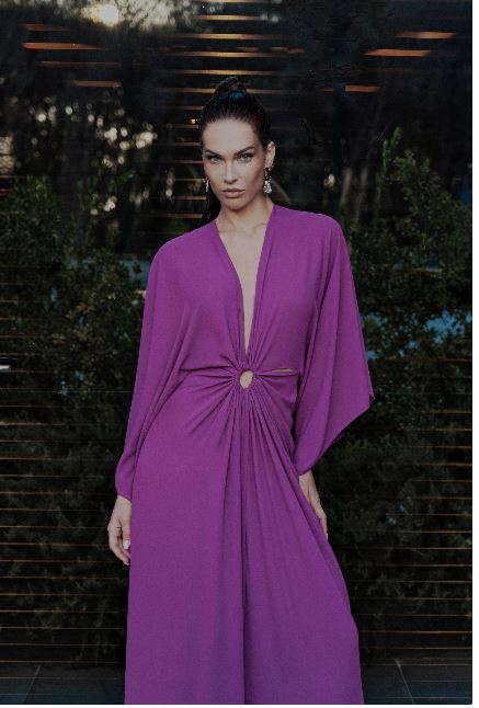 ABITO LUNGO CON MANICHE KIMONO  ALMA SANCHEZ AS26089-TG P/E 26