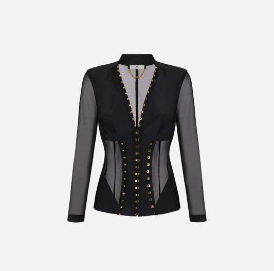 GIACCA BUSTIER IN TESSUTO BIELASTICO ELISABETTA FRANCHI GI16762E2 P/E 26
