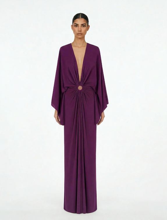 ABITO LUNGO CON MANICHE KIMONO  ALMA SANCHEZ AS26089-TG P/E 26
