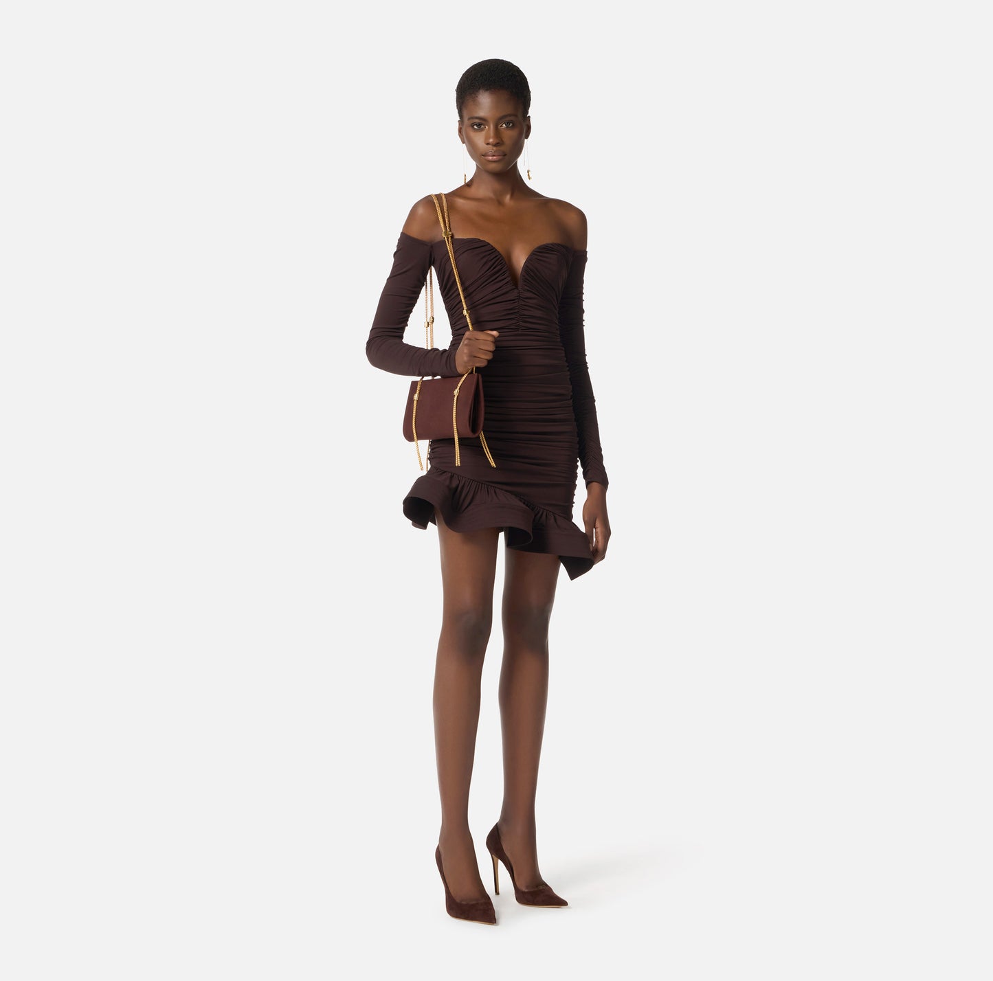 MINI ABITO IN JERSEY DRAPPEGGIATO ELISABETTA FRANCHI AB88062E2 P/E 26