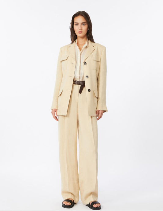 PANTALONE IN BATAVIA DI PURO LINO MAX MARA 2616131032MSTSUMERO P/E 26