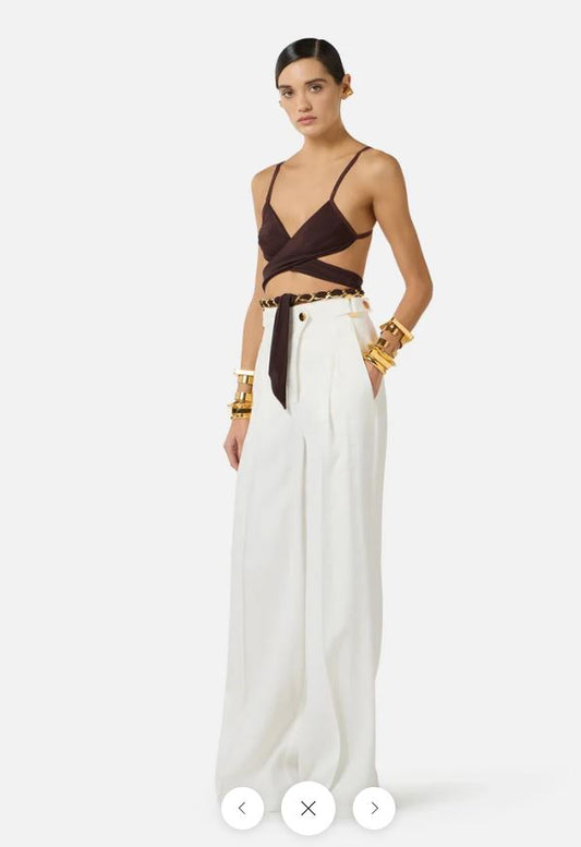 PANTALONI IN MISTO LINO ELISABETTA FRANCHI PA12762E2  P/E 26