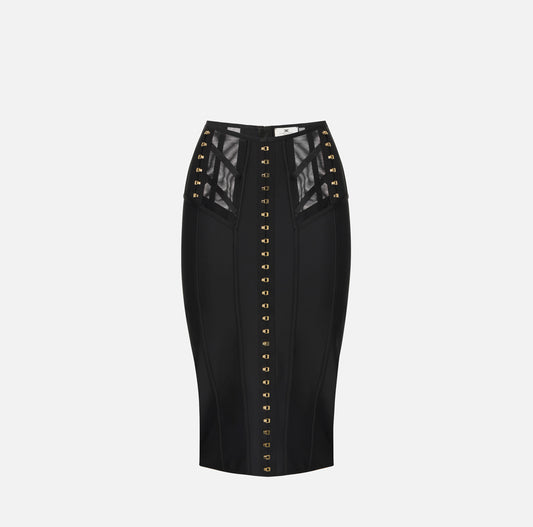 GONNA BUSTIER IN TESSUTO BIELASTICO E TULLE ELISABETTA FRANCHI GO17962E2 P/E 26
