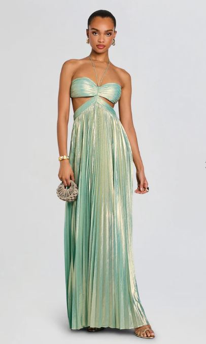 ABITO KEIRA REALIZZATO IN TESSUTO LAME' RETROFETE R-SS25-11484-17 P/E 26