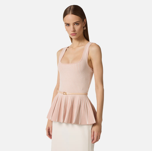 TOP SMANICATO IN MAGLIA ELISABETTA FRANCHI TK85S62E2 P/E 26