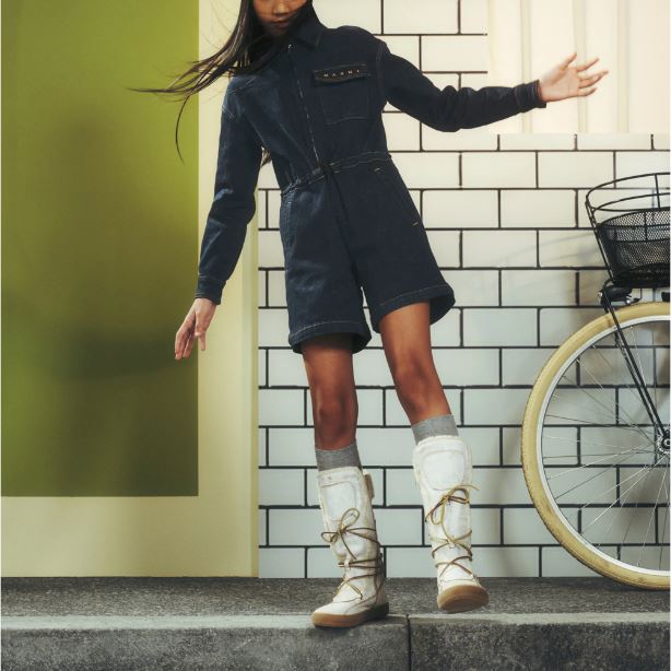 Tuta intera corta in denim marmorizzato M01620-M00VZ-0M01  MARNI