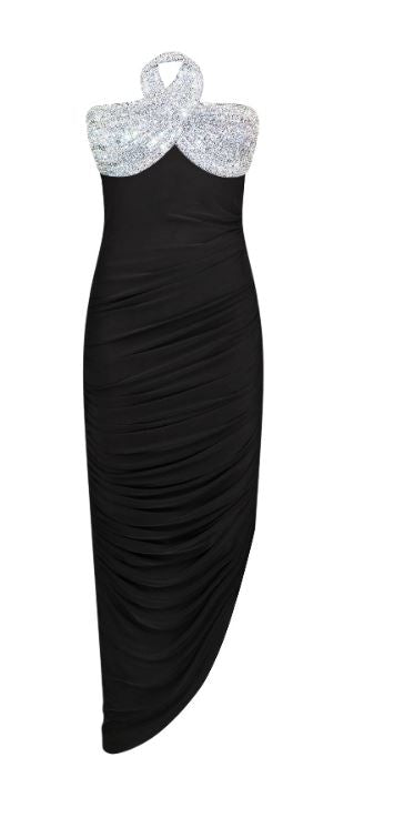 Abito midi con arricciatura asimmetrica 2601DR00101 NUE