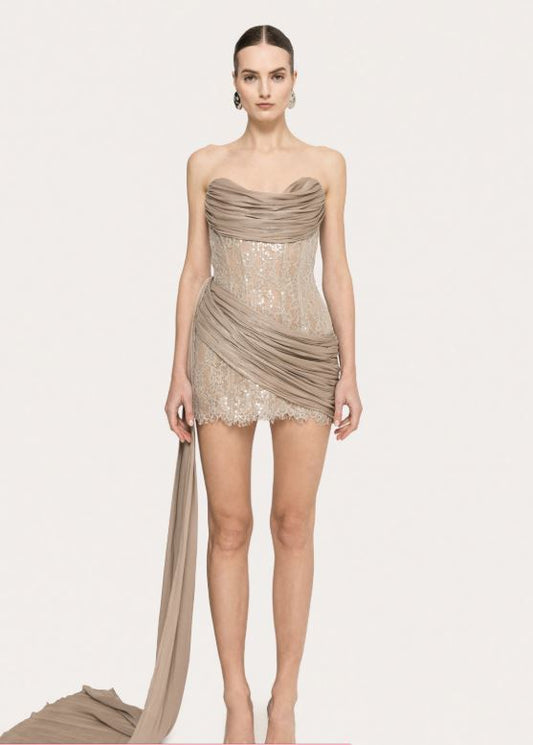 Mini abito in pizzo con dettagli di paillettes RRS16543 Nissa