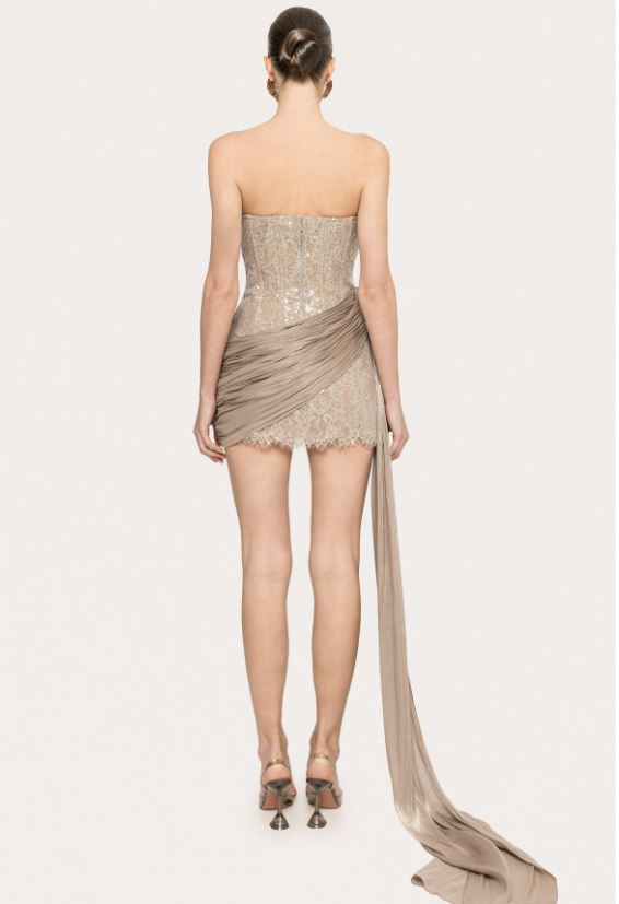 Mini abito in pizzo con dettagli di paillettes RRS16543 Nissa