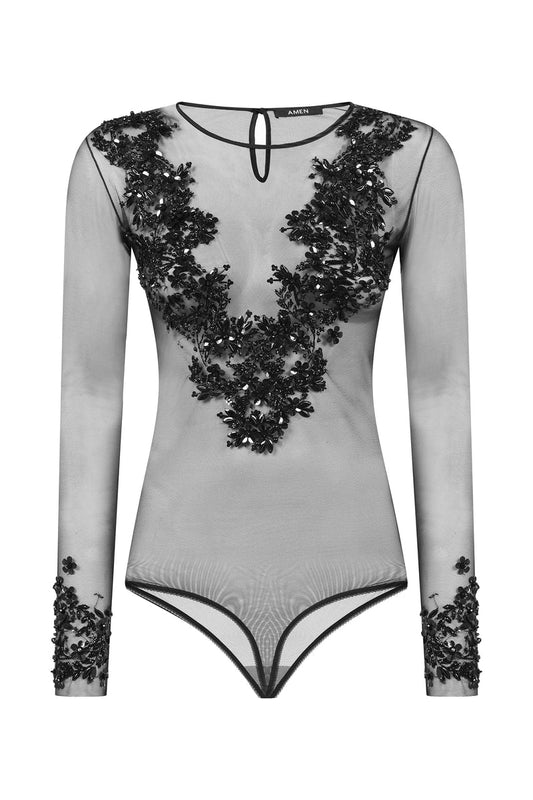 Body nudo con ricami floreale AMEN ACW25702