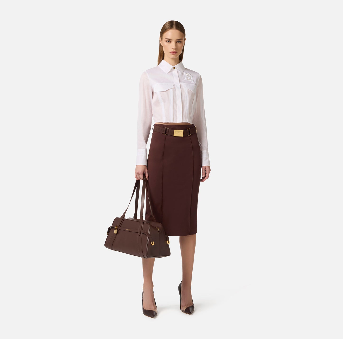GONNA MIDI IN TESSUTO ELISABETTA FRANCHI GO15961E1  P/E 26